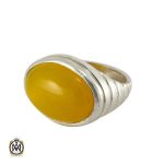 انگشتر عقیق زرد حکاکی شرف الشمس مردانه - کد 8057