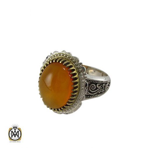 1 انگشتر عقیق یمن حکاکی شرف الشمس مردانه - کد 8068 - تصویر 1