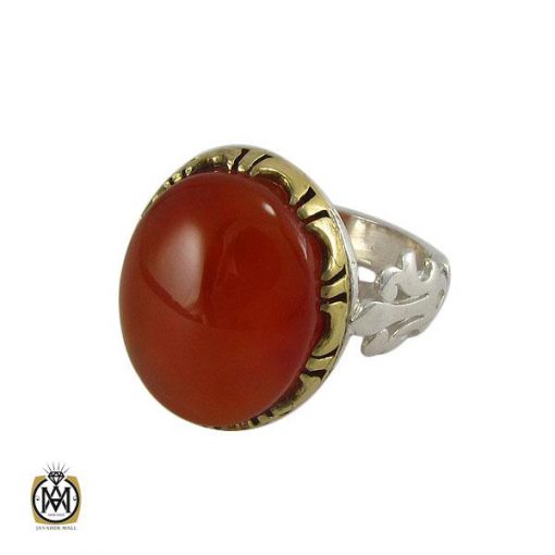 1 انگشتر عقیق یمن حکاکی شرف الشمس مردانه - کد 8071 - تصویر 1