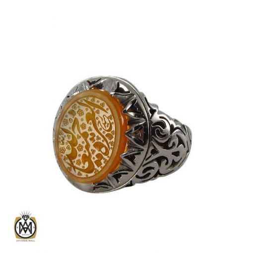 1 انگشتر عقیق یمن مردانه با حکاکی العزه لله جميعا - کد 8096 - تصویر 1