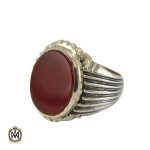 انگشتر عقیق قرمز با رکاب نقره مردانه - کد 8104