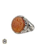 انگشتر عقیق یمن مردانه با حکاکی علی رایه الهدی - کد 8114