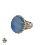 انگشتر عقیق آبی مردانه - کد 8133