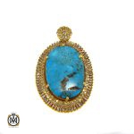 مدال فیروزه نیشابور و الماس اصل زنانه طرح تابان - کد 3003