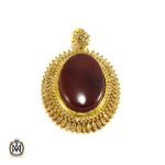 1 مدال عقیق یمن و الماس اصل زنانه طرح جانان - کد 3004