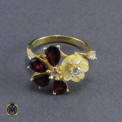 نیم ست تورمالین، تانزانایت، کوارتز و صدف طرح مهتاب زنانه - کد 7031