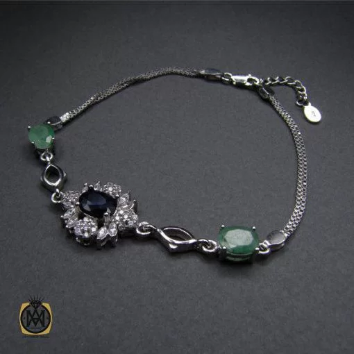 دستبند یاقوت کبود و زمرد زنانه طرح یاسمن – کد 1002 - تصویر 2