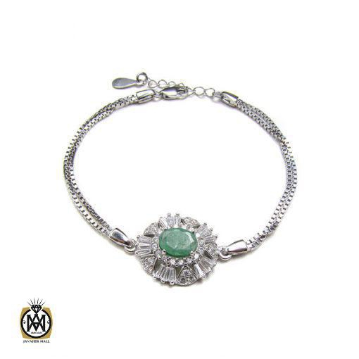 2 دستبند نقره زمرد زنانه – کد 1018 - تصویر 1