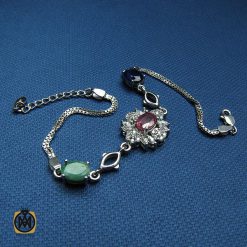 دستبند نقره یاقوت و زمرد زنانه – کد 1021 دستبند نقره یاقوت و زمرد زنانه – کد 1021