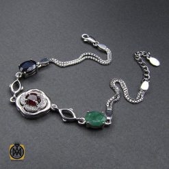 دستبند نقره یاقوت و زمرد زنانه – کد 1022 دستبند نقره یاقوت و زمرد زنانه – کد 1022