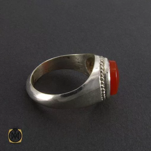 انگشتر عقیق یمن حکاکی شرف الشمس مردانه - کد 8056 - تصویر 2