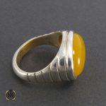 انگشتر عقیق زرد حکاکی شرف الشمس مردانه - کد 8057 - تصویر 2