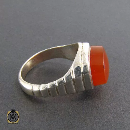 انگشتر عقیق یمن حکاکی شرف الشمس مردانه - کد 8062 - تصویر 2