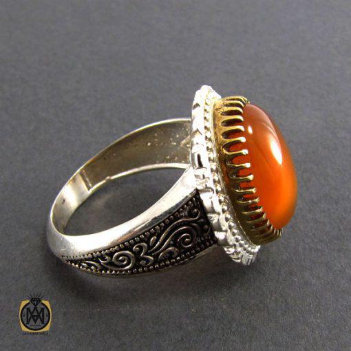 2 انگشتر عقیق یمن حکاکی شرف الشمس مردانه - کد 8068 - تصویر 2