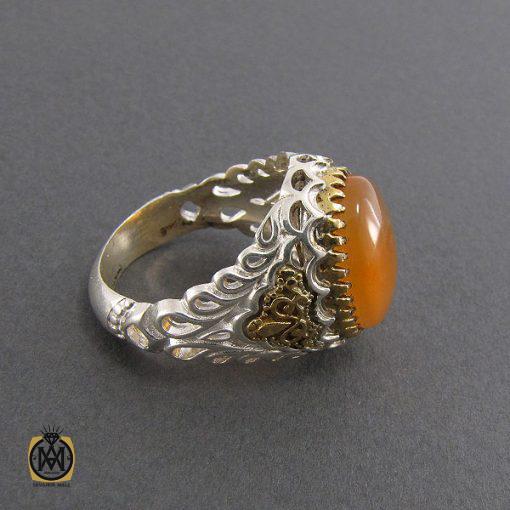 انگشتر عقیق یمن حکاکی شرف الشمس مردانه - کد 8072 - تصویر 2