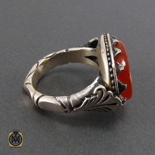 انگشتر عقیق یمن مردانه با حکاکی پنجتن - کد 8076 - تصویر 2