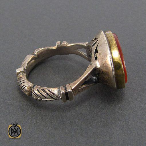 2 انگشتر عقیق یمن مردانه با حکاکی من قنع عز ومن طمع ذل - کد 8079 - تصویر 2
