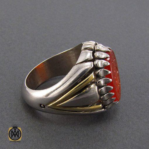 2 انگشتر عقیق یمن مردانه با حکاکی یدالله فوق ایدیهم - کد 8086 - تصویر 2