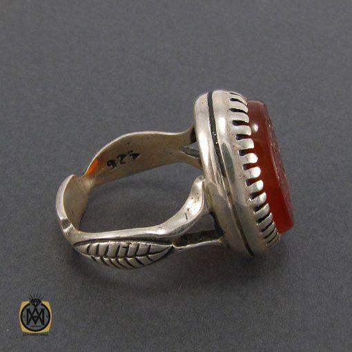 انگشتر عقیق یمن مردانه با حکاکی علی مع الحق والحق مع العلی - کد 8089 - تصویر 2
