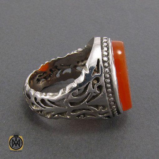 انگشتر عقیق یمن مردانه با حکاکی حب الحسین اجننی - کد 8093 - تصویر 2