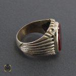 انگشتر عقیق قرمز با رکاب نقره مردانه - کد 8104 - تصویر 2