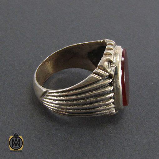 انگشتر عقیق قرمز با رکاب نقره مردانه - کد 8104 - تصویر 2
