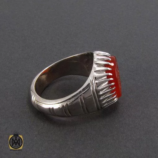 انگشتر عقیق یمن مردانه با حکاکی یا زین العابدین - کد 8109 - تصویر 2