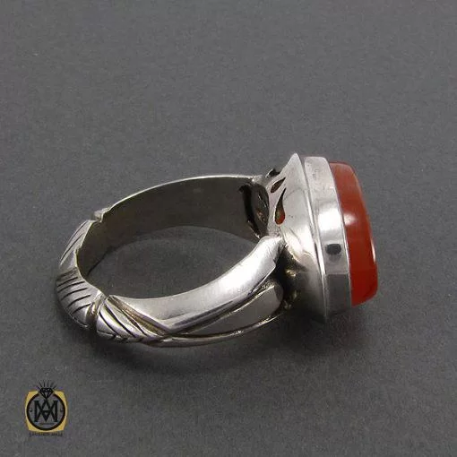 انگشتر عقیق یمن مردانه با حکاکی سلام علی موسی و هارون - کد 8112 - تصویر 2