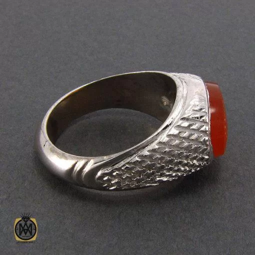 انگشتر عقیق یمن مردانه با حکاکی یا شرف الشمس - کد 8113 - تصویر 2