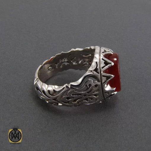انگشتر عقیق یمن مردانه با حکاکی یا ثار الله - کد 8115 - تصویر 2