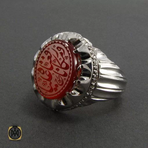 انگشتر عقیق یمن مردانه با حکاکی ورفعناه مكانا عليا - کد 8117 - تصویر 2