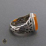 2 انگشتر عقیق یمن مردانه با حکاکی امان من النار الزوار الحسين (ع) مردانه - کد 8122 - تصویر 2