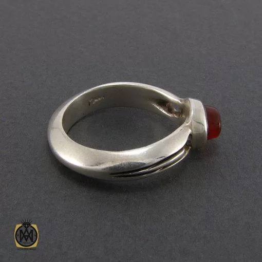 انگشتر عقیق یمن مردانه با حکاکی و من یتق الله مردانه - کد 8123 - تصویر 2