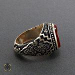 2 انگشتر عقیق یمن مردانه با حکاکی یا حسین المظلوم الشهید مردانه - کد 8124 - تصویر 2