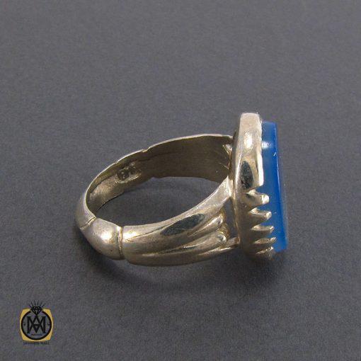 انگشتر عقیق آبی مردانه - کد 8133 - تصویر 2