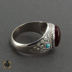 انگشتر عقیق یمن و فیروزه نیشابوری مردانه - کد 8145 انگشتر عقیق یمن و فیروزه نیشابوری مردانه - کد 8145