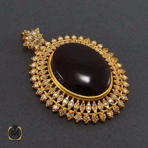 مدال عقیق یمن و الماس اصل زنانه طرح ارمغان - کد 3002 - تصویر 2