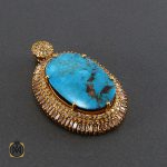 مدال فیروزه نیشابور و الماس اصل زنانه طرح تابان - کد 3003 - تصویر 3