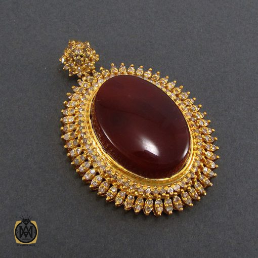 2 مدال عقیق یمن و الماس اصل زنانه طرح جانان - کد 3004 - تصویر 2