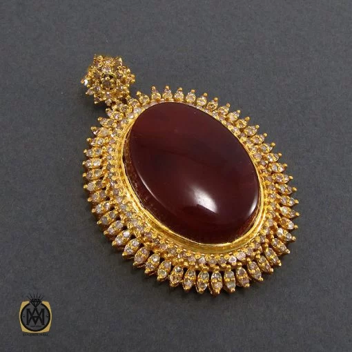مدال عقیق یمن و الماس اصل زنانه طرح جانان - کد 3004 - تصویر 2