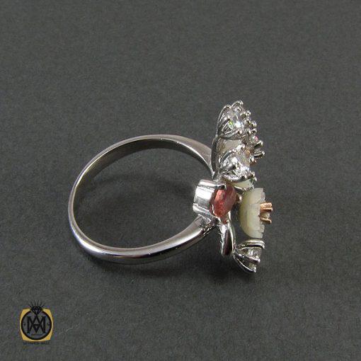 انگشتر تورمالین، کوارتز و صدف طرح سوسن زنانه -کد 2023 - تصویر 2