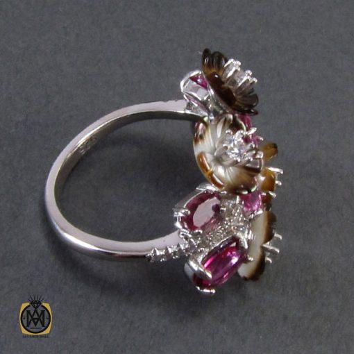 انگشتر تورمالین، صدف و کوارتز طرح نرگس زنانه -کد 2029 - تصویر 2