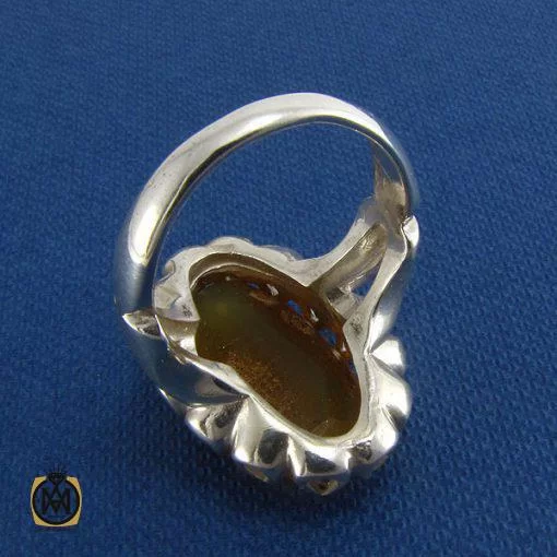 انگشتر کهربا بولونی لهستان مردانه اصل و معدنی - کد 8052 - تصویر 3