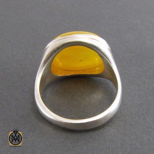 انگشتر عقیق زرد حکاکی شرف الشمس مردانه - کد 8055 - تصویر 3