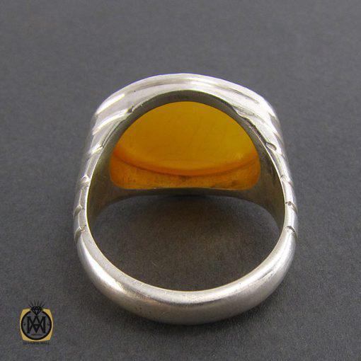 انگشتر عقیق زرد حکاکی شرف الشمس مردانه - کد 8057 - تصویر 3