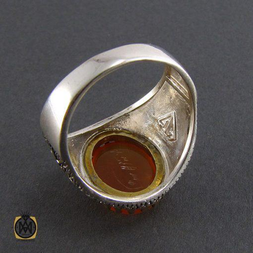 3 انگشتر عقیق یمن حکاکی شرف الشمس مردانه - کد 8061 - تصویر 3