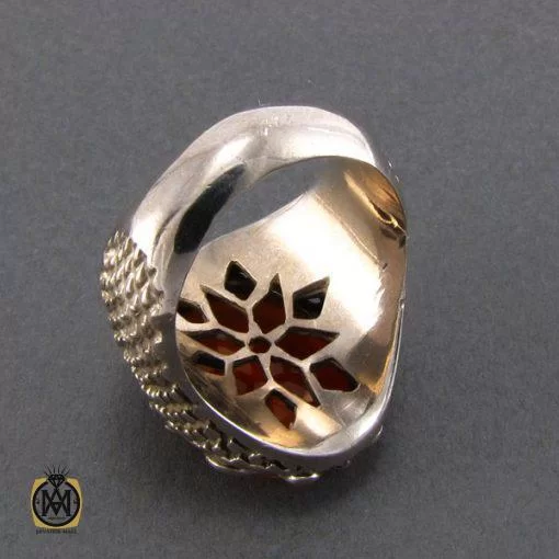 انگشتر عقیق یمن مردانه با حکاکی بسم الله النور - کد 8088 - تصویر 3