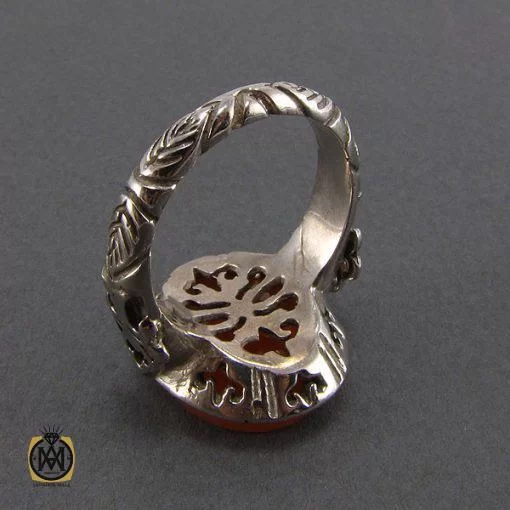 انگشتر عقیق یمن مردانه با حکاکی نصر من الله و فتح قريب - کد 8095 - تصویر 3