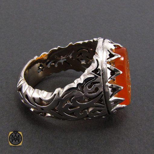 3 انگشتر عقیق یمن مردانه با حکاکی العزه لله جميعا - کد 8096 - تصویر 3