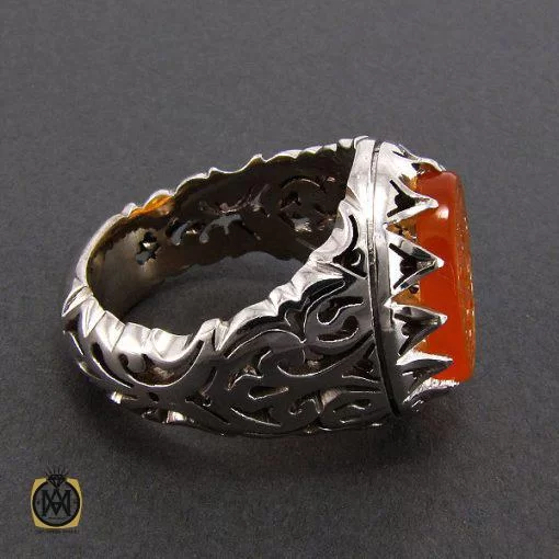 انگشتر عقیق یمن مردانه با حکاکی العزه لله جميعا - کد 8096 - تصویر 3